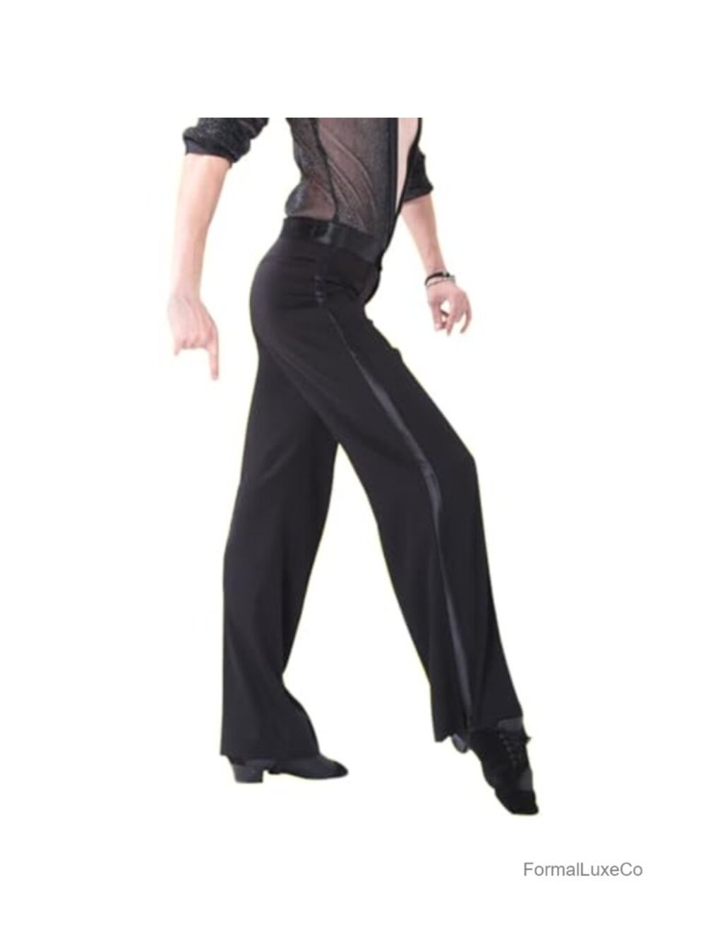 Men's Latin Dance Pants Wide Leg Straight Trouser Ballroom Jazz Tango